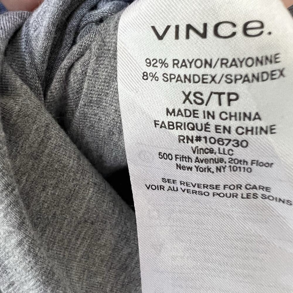 VINCE Long Slv Jersey Knit Midi T Shirt Dress Sz XS Stretchy Side Slit Gray - Picture 8 of 8